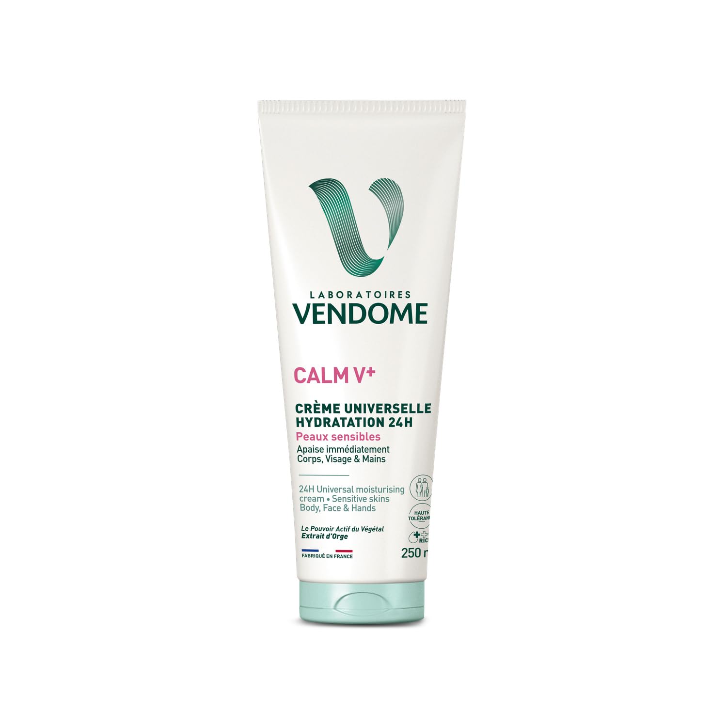 LABORATOIRES VENDÔME Crème Universelle Corps Peaux Sensibles CALM V+ Hydratation 24H 250 ml Pot en Plastique - Lot de 3