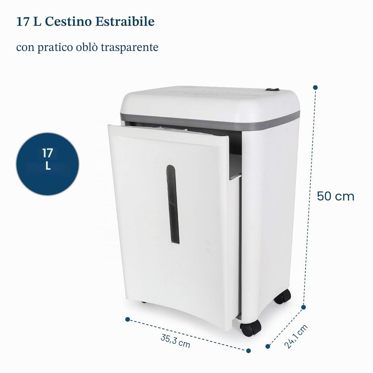 WOLVERINE SD9101 Distruggidocumenti 8 fogli P5 microtaglio alta sicurezza per carta e carte, ultrasilenzioso, contenitore estraibile 17 L (bianco)