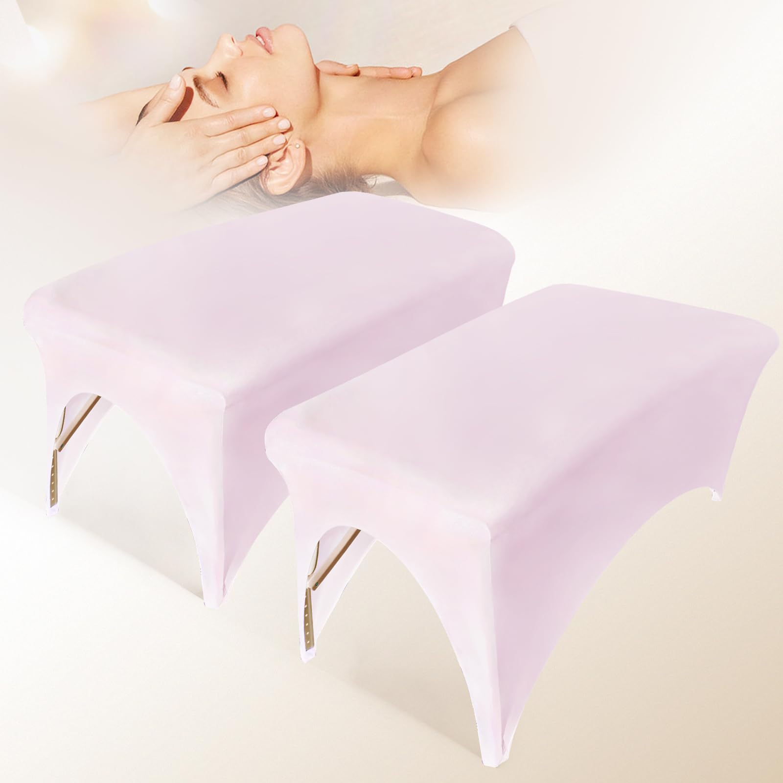 HOLITS 2-Piece Spa Bed Cover Professional Lash Bed Cover Stretchy Massage Table Cover Beauty Bed Protective Topper, Excellent for Lash Extension, Spa, Massage, Beauty Salon, Wax, Tattoo (Pink)-image-35