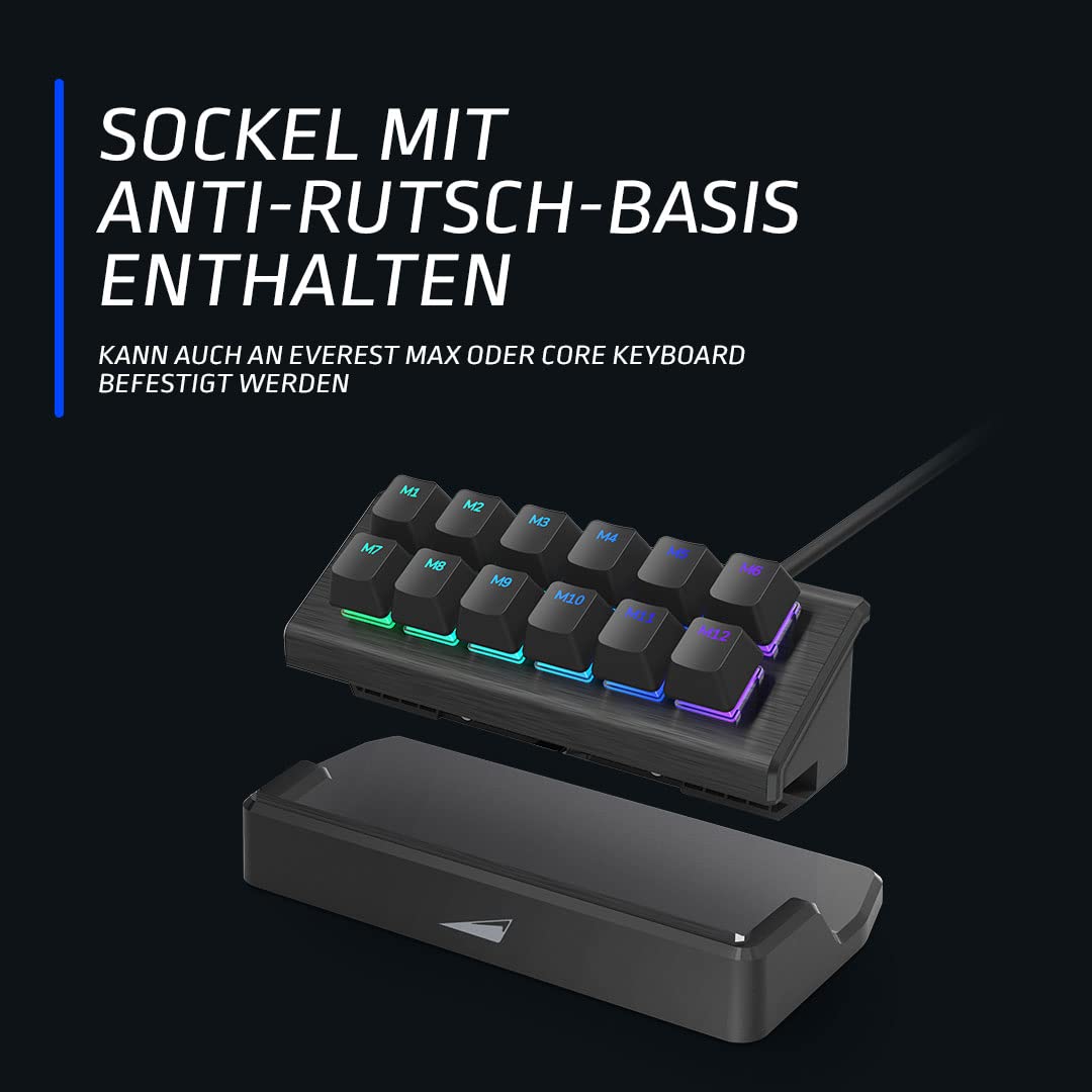 MOUNTAIN Macropad, 12 frei konfigurierbare Tasten, Mehrere Profile, Per-Key RGB-Beleuchtung,