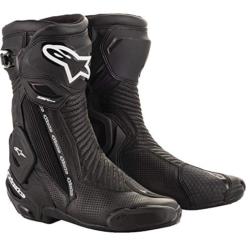 Alpinestars SMX Plus V2 Vented Motorcycle Boots, CE-Certified High-Speed Flexible Protection, Riding Footwear, 44, Black
