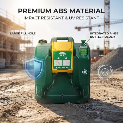 Image of 16 Gallon Portable Eyewash Station, ANSI Z358.1 Compliant Gravity Fed Emergency Eye Wash, Wall Mountable ABS Equipment with Handle for Industrial Chemical Worksites & Manufacturing