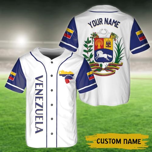 Venezuela Baseball Jersey | Personalized Name Number Sports Shirt | Custom Venezuela Jersey Shirt for Men Women miniatura 4