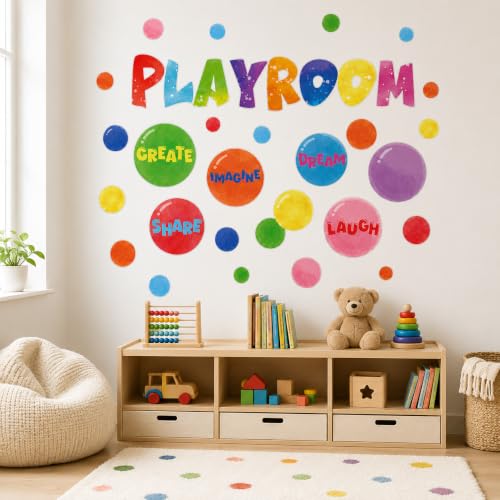 Cinrobiye Inspirational Quotes Wall Decals, Playroom Wall Decor, Laugh Imagine Share Dream Create Wall Stickers, Classroom Wall Decorations for Playroom, Preschool, Daycare, Learning Room