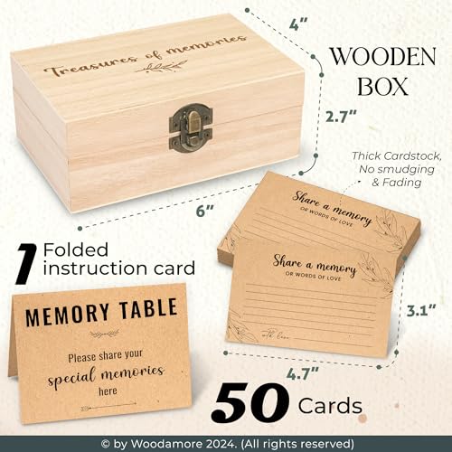 Woodamore Share A Memory Card for Celebration Of Life Ideas - 50 Pcs Funeral Memorial Cards, Favorite Memory Box for Funeral Graduation Wedding, Funeral Keepsake for Celebration Of Life Decorations - Thumbnail 2