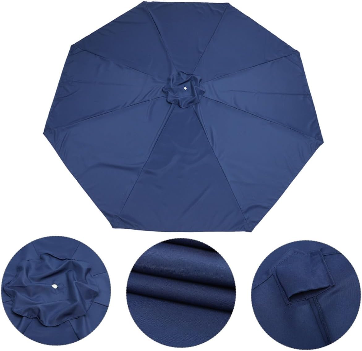7m 8-rib Patio Umbrella Replacement Canopy Fabric for Outdoor Yard Use, Navy Blue Waterproof Sunshade Cover outside Umbrella Parts