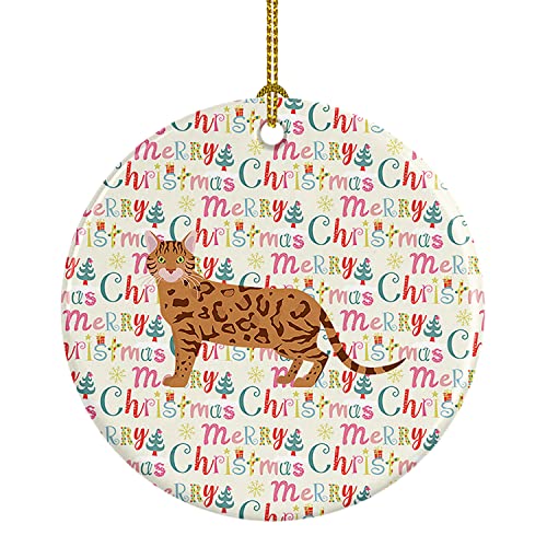 Caroline's Treasures Bengal #2 Cat Christmas Ceramic Ornament Christmas Tree Hanging Decorations for Home Christmas Holiday, Party, Gift, 3 in, Multicolor