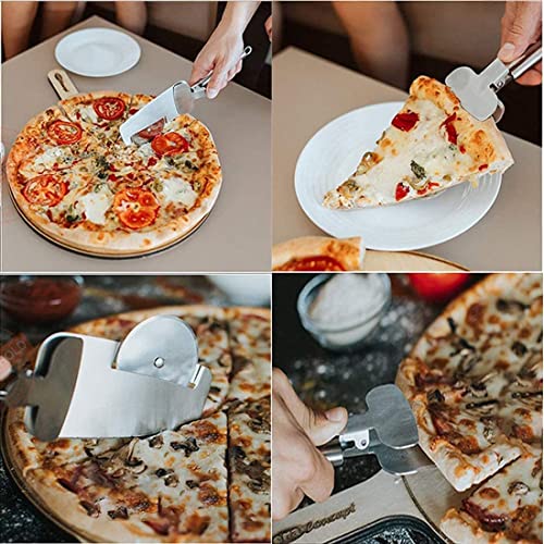 Image of P-Plus International Pizza Cutter and Serving Turner - Spatula Tool Set of 2