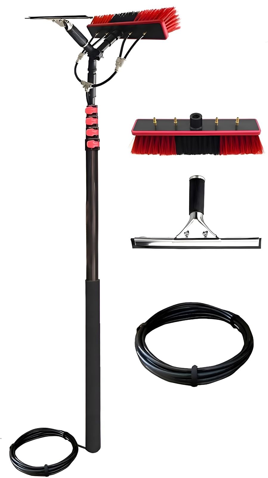 GYEQXKT Telescopic Window Cleaning Brush 10.8m with Water Supply for Solar Panels, 3.6m Length (11ft), 55cm Head - Efficient Solution for High Reach Cleaning