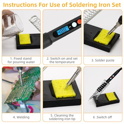 Fer à souder kit avec pompe a dessouder et fil étain pour soudure de précision