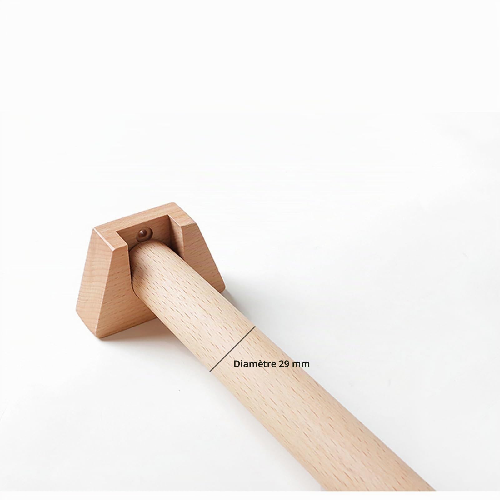 Tringle à Rideau à Bride en Bois de hêtre Massif, Tringle Romaine, Tringle Simple, Installation latérale, Ensemble Complet de Supports de Fixation(80CM)