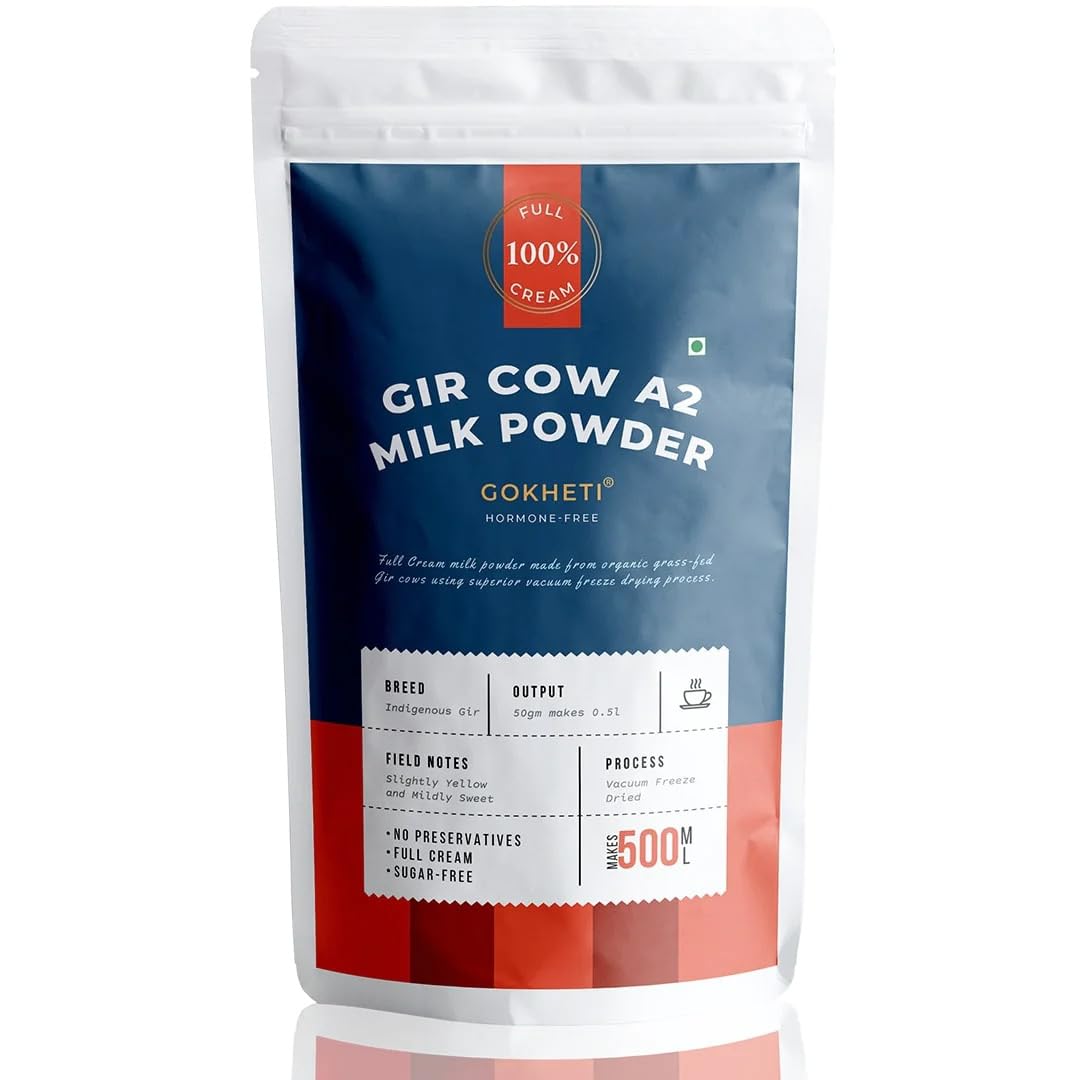Gokheti Gir Cow A2 Milk Powder - Full Cream 50 GMS | Makes 500ml Gir Cow A2 Milk (B08WHWJ91K) Amazon Price History, Amazon Price Tracker