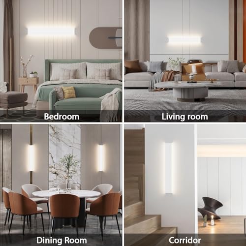 Applique da Parete Interno Moderno LED 71CM Lampada da Parete 24W Bianco Naturale 4500K Lampada da Muro per Camera da Letto Soggiorno Corridoio Scale (Bianco) - Illuminazione - Immagine 5