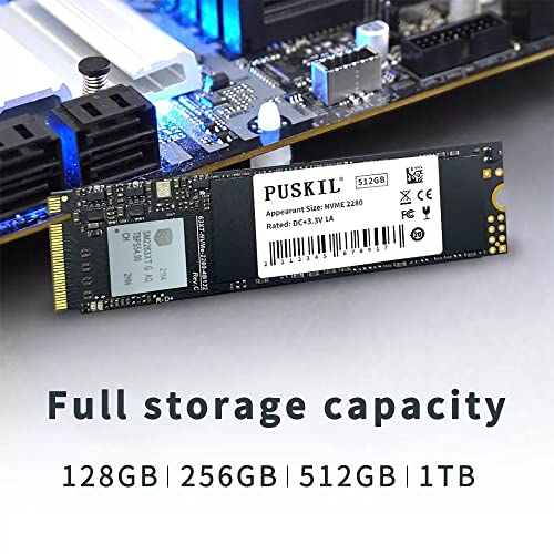 SSD interno PUSKILL 512GB 3D NAND NVMe PCIe M.2 SSD até 2400MB/s