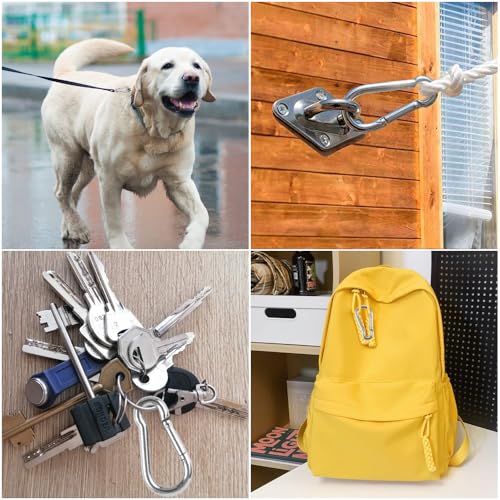 Miniatura 4 de 2 Piezas Cadena De Acero Inox, 1,5mm 10m Cadena Acero Inoxidable Con 4 Mosquetón, Para Tender La Ropa Antirrobo Cubos De Basura Mascotas,Cerca, Puerta, Bicicleta, Carga Máxima De 15 Kg