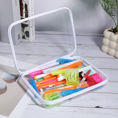 3PCS Clear Hard Zipper Cases – Thicken PET Storage Organizer with Double Zipper, Portable Travel & Cosmetic Bag for Toys, Office Supplies & Toiletries (8.7” x 6.3” x 2.4”)4