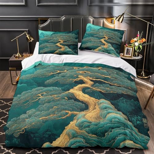 Housse de couette montagne avec éclair dissimulé microfibre 3D
