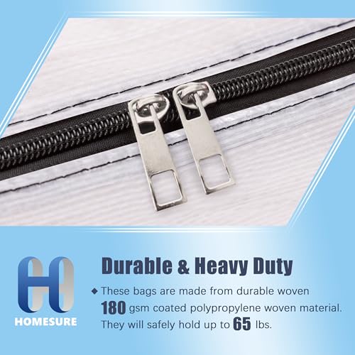 Image of HOMESURE 4 Pack Large Strong Moving Bags with Zippers & Carrying Handles - Water-Resistant - Heavy Duty Storage Tote for Space Saving, Fold Flat, Alternative to Moving Box (Semi-Transparent)