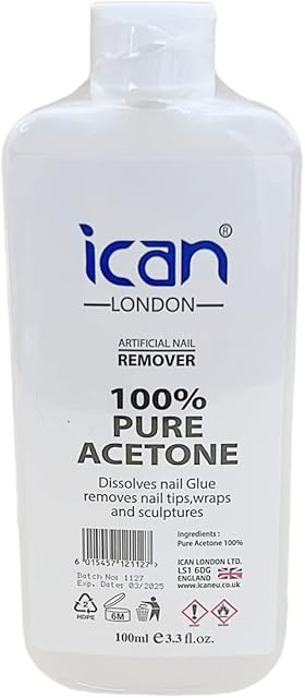Ican London 100% Pure Acetone Nail Polish Remover UV GEL Soak Off 100ML