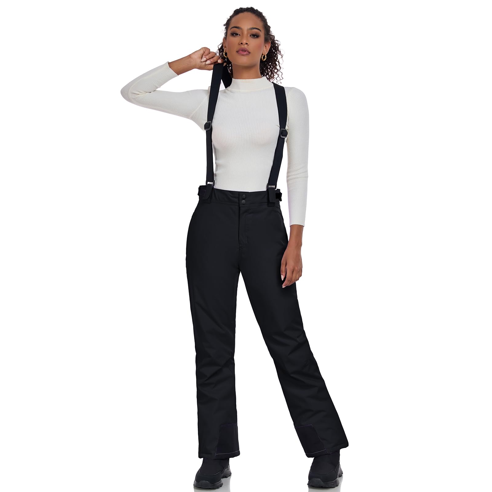 HOTIAN Damen Skihose Hosenträgerhose Snowboardhose Damen Winter Warm Wasserdicht Winddicht Abnehmbare Skilanglaufhose Thermohose Wanderhose
