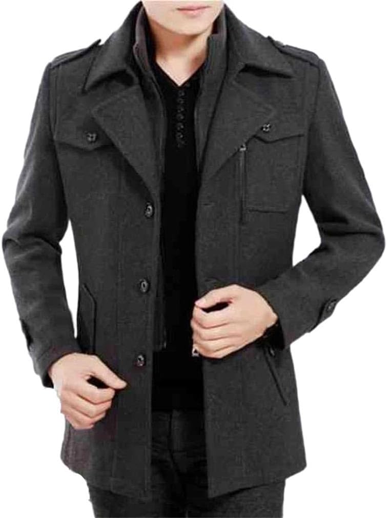 Men's Woolen Coat Short Cashmere Jacket Mens Overcoat Suit Collar Wool Jacket