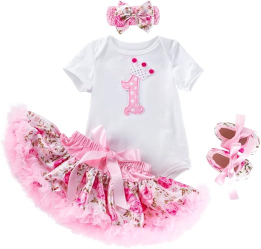 Amazon Co Jp Sari Rio 1歳誕生日パーティードレス 4ピースチューチュースカート ロンパースピンクリボン Birthday 赤ちゃん コスチューム Baby Girl Dress 赤ちゃんドレス 赤ちゃんコスチューム あかちゃんドレス 1歳誕生日パーティードレス Tutu Skirt かわい