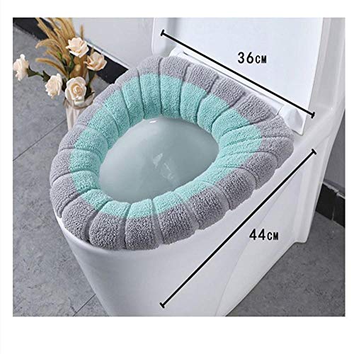 3Pieces Toilet Seat Cover Pads with Handle Toilet Lid Cover Cushion Soft Thicker Stretchable Washable Fits All Oval Toilet Seats (Pink, Green, Grey)