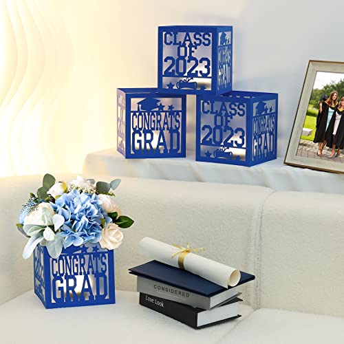 Sinasasspel Blue Graduation Table Centerpieces Boxes For Class Of 2023 Congrats Grad School College Party Photo Props Table Home Decorations Supplies, Set Of 4 #TOP6