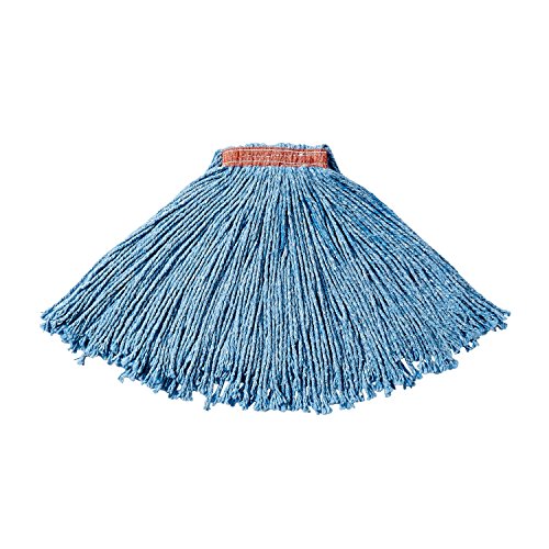 Image of Rubbermaid Commercial Commercial Premium Cut-End 16-Ounce Blend Mop, Fast Drying Strands, Orange Headband, Blue, Heavy Duty Wet Mop for Floor Cleaning Office /School /Stadium /Bathroom