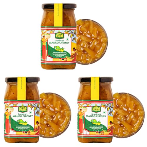 Image of THE LITTLE FARM CO Sweet Mango Chutney - Aam ki Chutney (450g)| Homestyle Oil Free Khatta Meetha Mango Chunda | No Flavours | Sweet & Tangy Aam ka Chunda Traditional Recipe (Pack of 3)