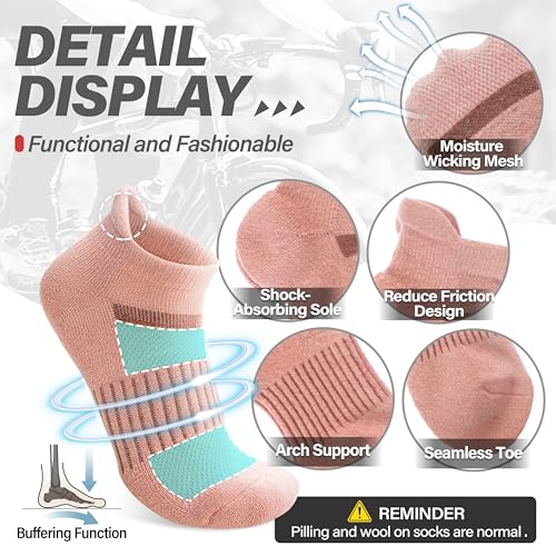 6 Pairs Merino Wool Ankle Running Hiking Socks Compression Support Breathable Thick Cushion No Show Socks for Women Men4