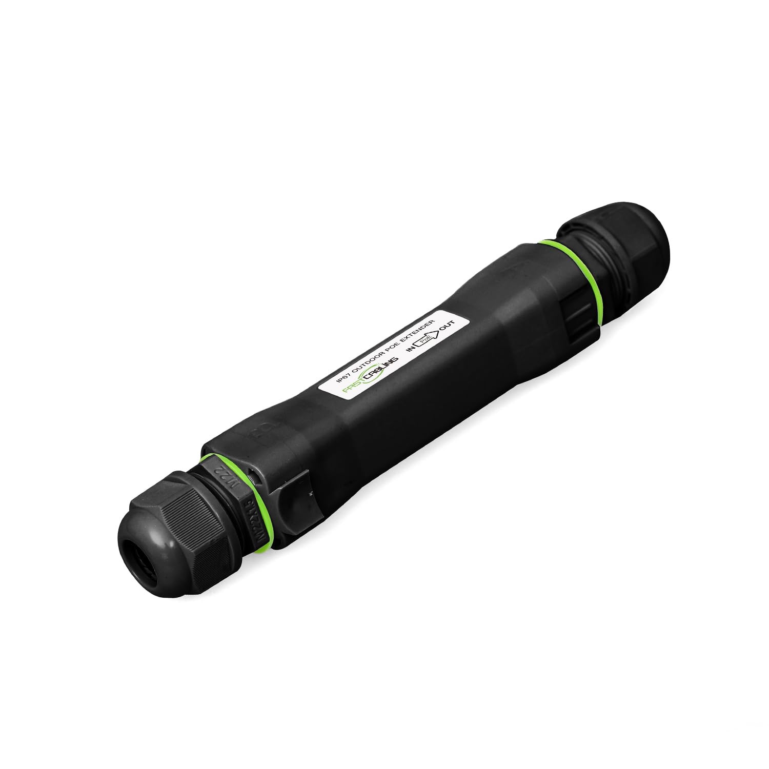 FASTCABLING Estensore Gigabit Ethernet esterno, 140 m, 10/100/1000 Mbps, impermeabile IP67, resistente ai raggi UV, sepoltura diretta, solo estensione dati, iniettore di alimentazione incluso