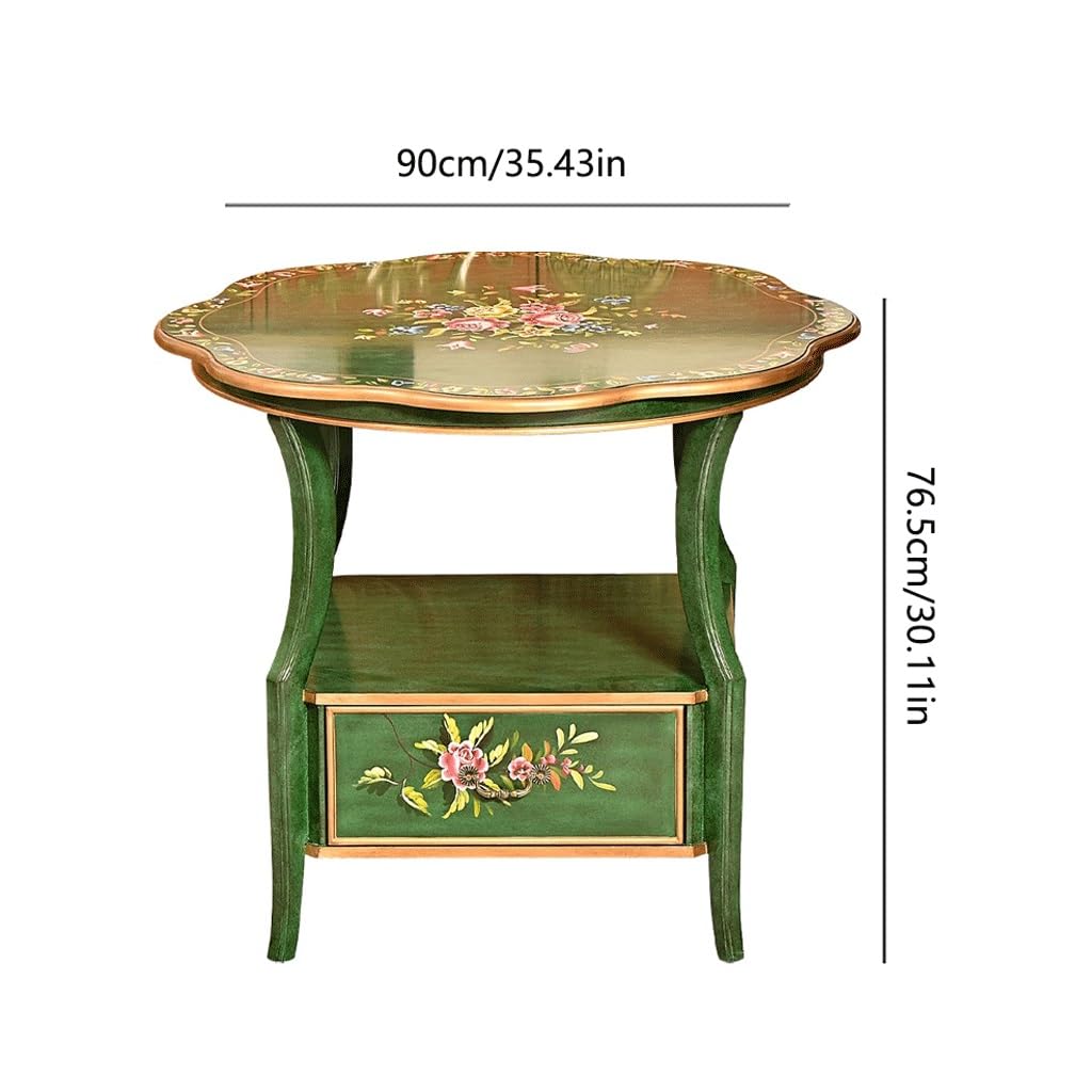 RENEESME Sofa Household Pastoral Drawer Country Solid Wood Sofa Side Table Coffee Leisure Balcony Tea Corner Table Sofas for Living Room