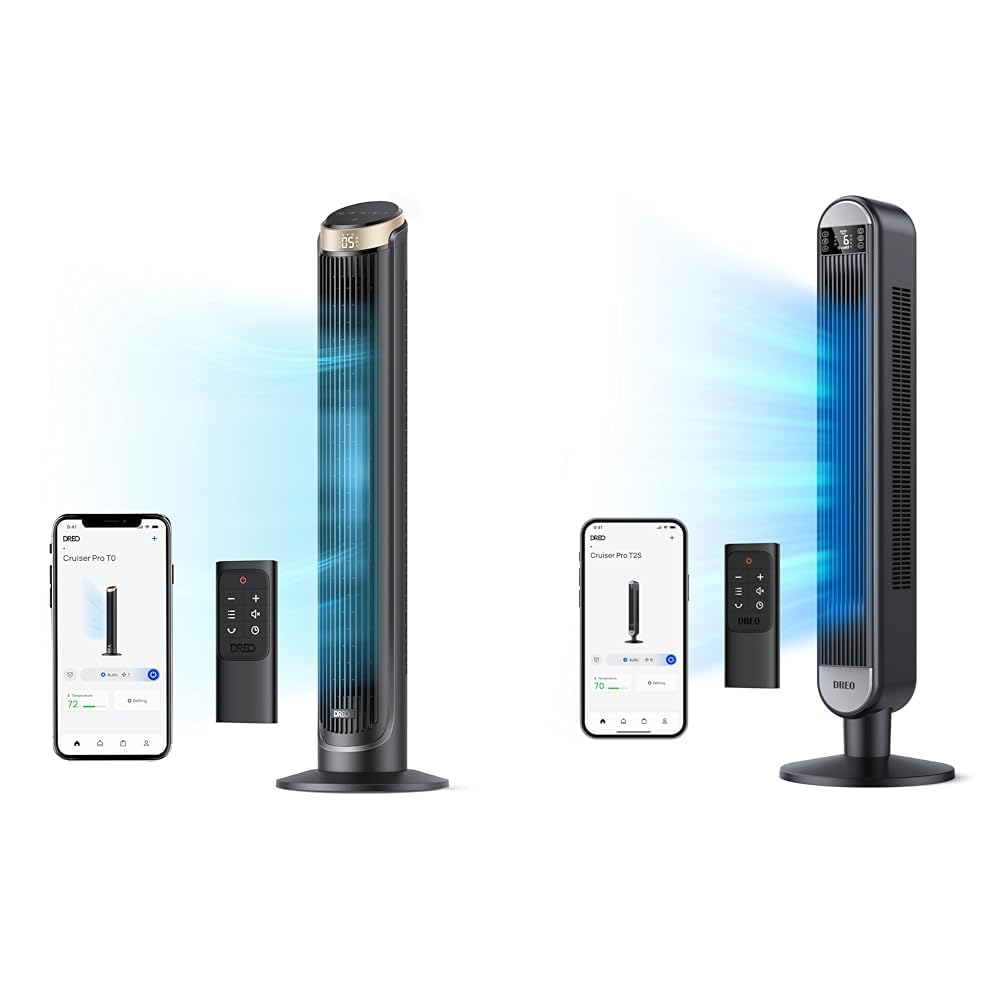 Dreo 40 WiFi Tower Fan 26ft s High-Speed Cooling with 42 Inch Quiet Bladeless Standing LED Display 6