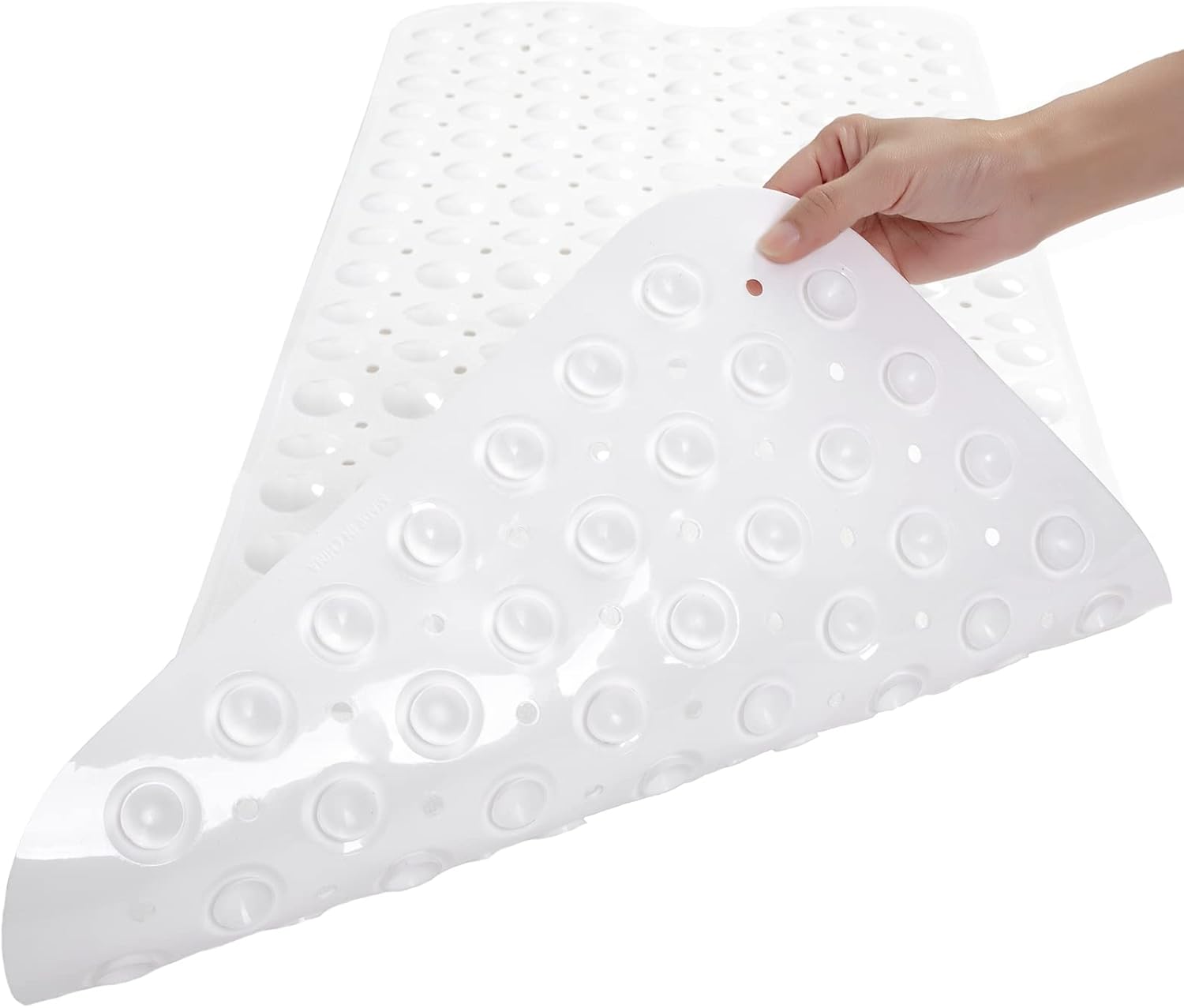 Linoows Bathtub and Shower Mats, Extra Long Non-Slip Bath Tub Mat 39 x 16 Inch, Machine Washable Bathmat with Suction Cups & Drain Holes for Bathroom Floor, White - Image 2