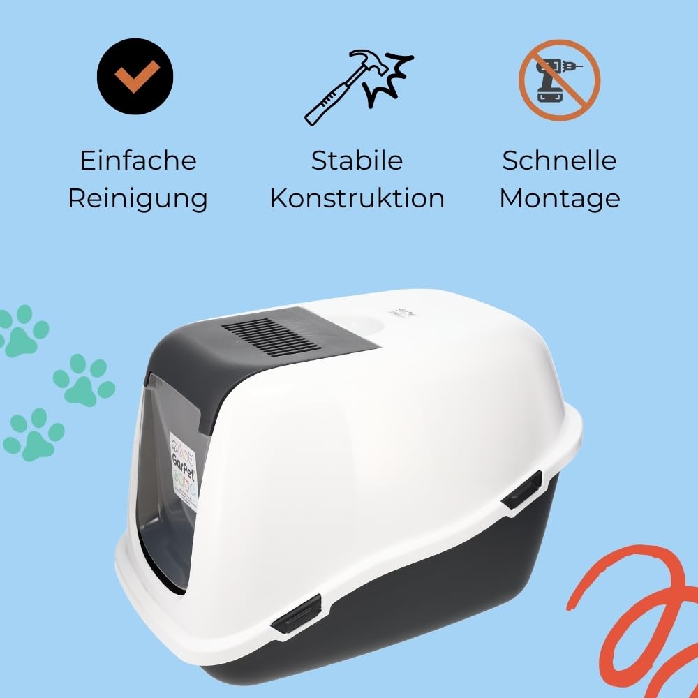 2er Set Katzenklo mit Deckel Aktivkohlefilter - Haube kippbar - extrahohe Unterschale große XXL Katzentoilette Hauben Toilette Doppelpack Sparpaket Katzentoiletten