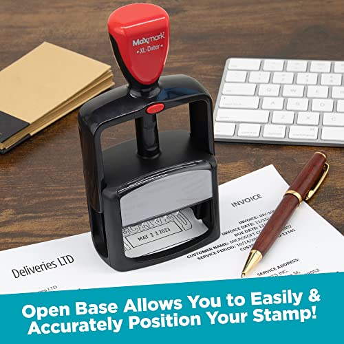 Maxmark Heavy Duty Style 5 Date Stamp With Received Self Inking Stamp - 2 Color Blue/Red Ink #TOP2