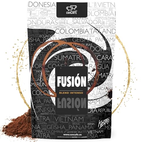 conCAFÉ - Fusión | Café molido | Blend Intenso | 50% Arábica 50% Robusta | Origen Brasil y Vietnam | Tueste Natural y Artesanal | Paquete de 500g