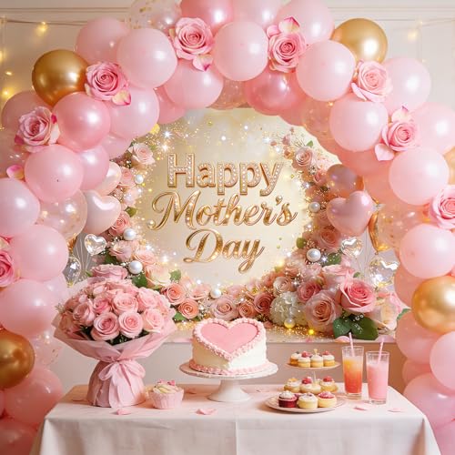 Fondo para fiesta Día de la Madre 8x6 ft rosa miniatura 2