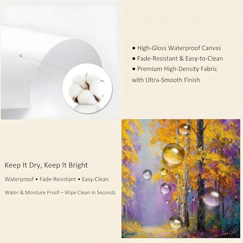 Peinture foret automne feuilles d'or grand format 50x100 cm - 7