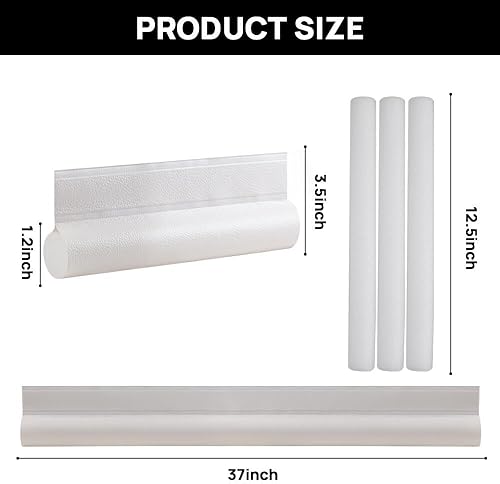Miniatura 5 de KAKULO Paquete de 2 topes de corrientes de aire para puerta, 37 pulgadas ajustables debajo de la puerta para reducir el aire frío, bloqueador de