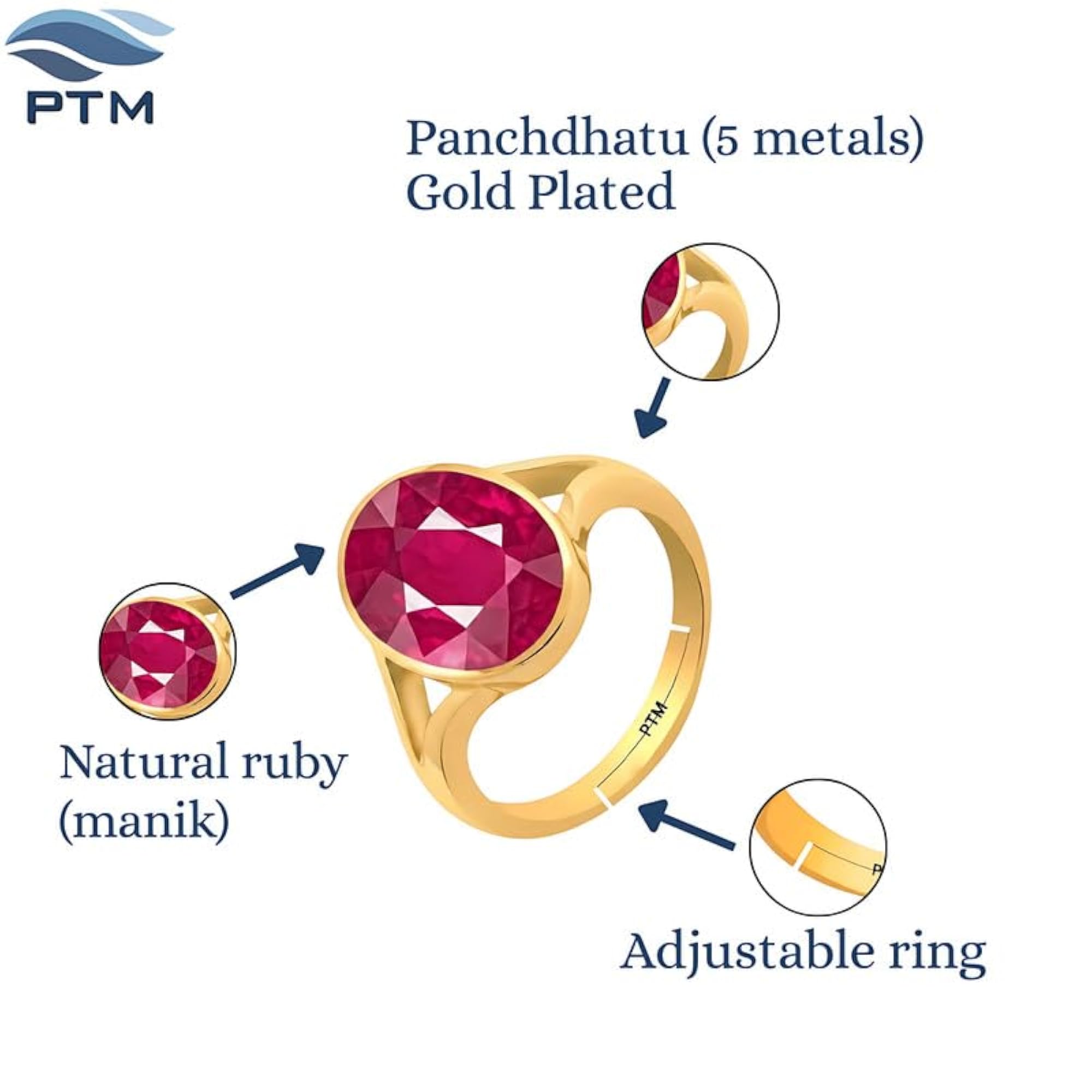 Women's Ruby Adjustable Ring, 5.25 Ratti Certified Natural Gemstone