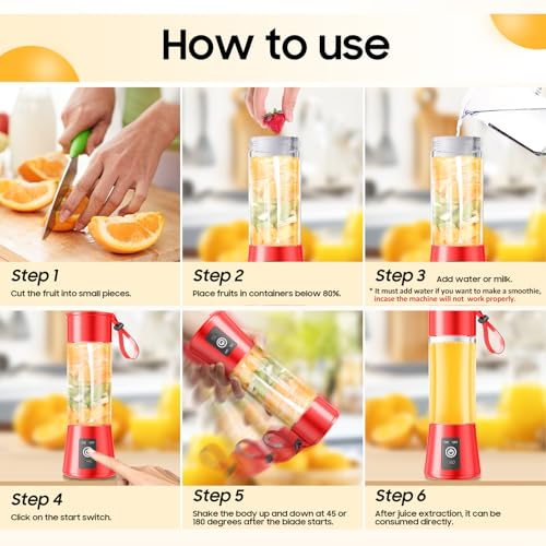 Image of Portable Blender for Smoothies & Shakes - New 380Ml Personal Size Blender Cordless & USB Rechargeable, BAP Free Travel Cup with 6 Blades, Suit for Picnic /Sprots /Office /Gym