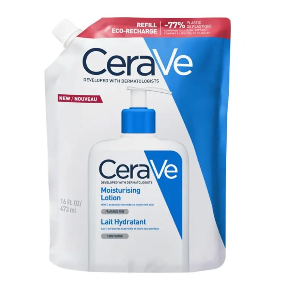 CeraVe Lozione Idratante, Per Pelli da Secche a Molto Secche, Barriera Cutanea Sana e Ripristinata, Con Ceramidi e Acido Ialuronico, Confezione Refill, 473 gr