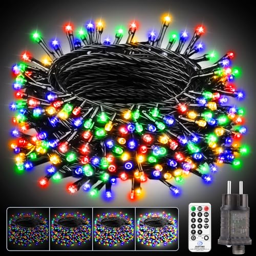 Light-Brightly Luci Albero di Natale da Esterno - 15M + 5M 150 LED Catena Luminosa Natalizia Colorate da Interno mit Timer/Spina/Telecomando/8 Modalità, Luce Esterna Für Balkon Garten Party