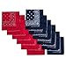 Camel Brand Bandana 12 Pack 21x21 100% Polyester (Red and Navy)
