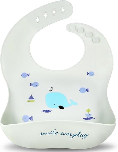 Accmor Silicone Baby Bibs, Waterproof Soft Bibs for Baby Girls Boys Feeding Eating, Silicone Baby Bibs with Large Pocket