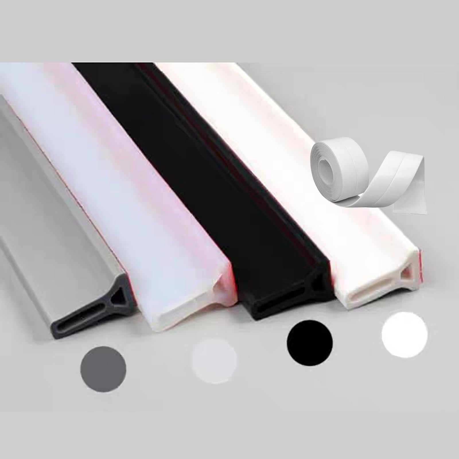Striscia di tenuta per diga d'acqua, Barriera pieghevole per tappo dell'acqua con nastro adesivo, Barriera per soglia vasca, Diga per doccia lavello, Paraspruzzi blocca-acqua ( Color : White , Size :