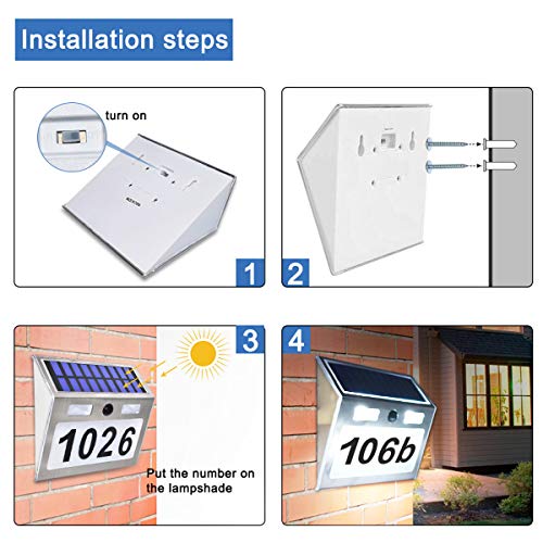 Comboss Solar House Number Plaque Light with 200LM Motion Sensor LED Light Address Number for Home Garden, Customized Letter & Number - Thumbnail 2