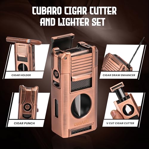 Encendedor para cigarros con cortador V y llama dual miniatura 3